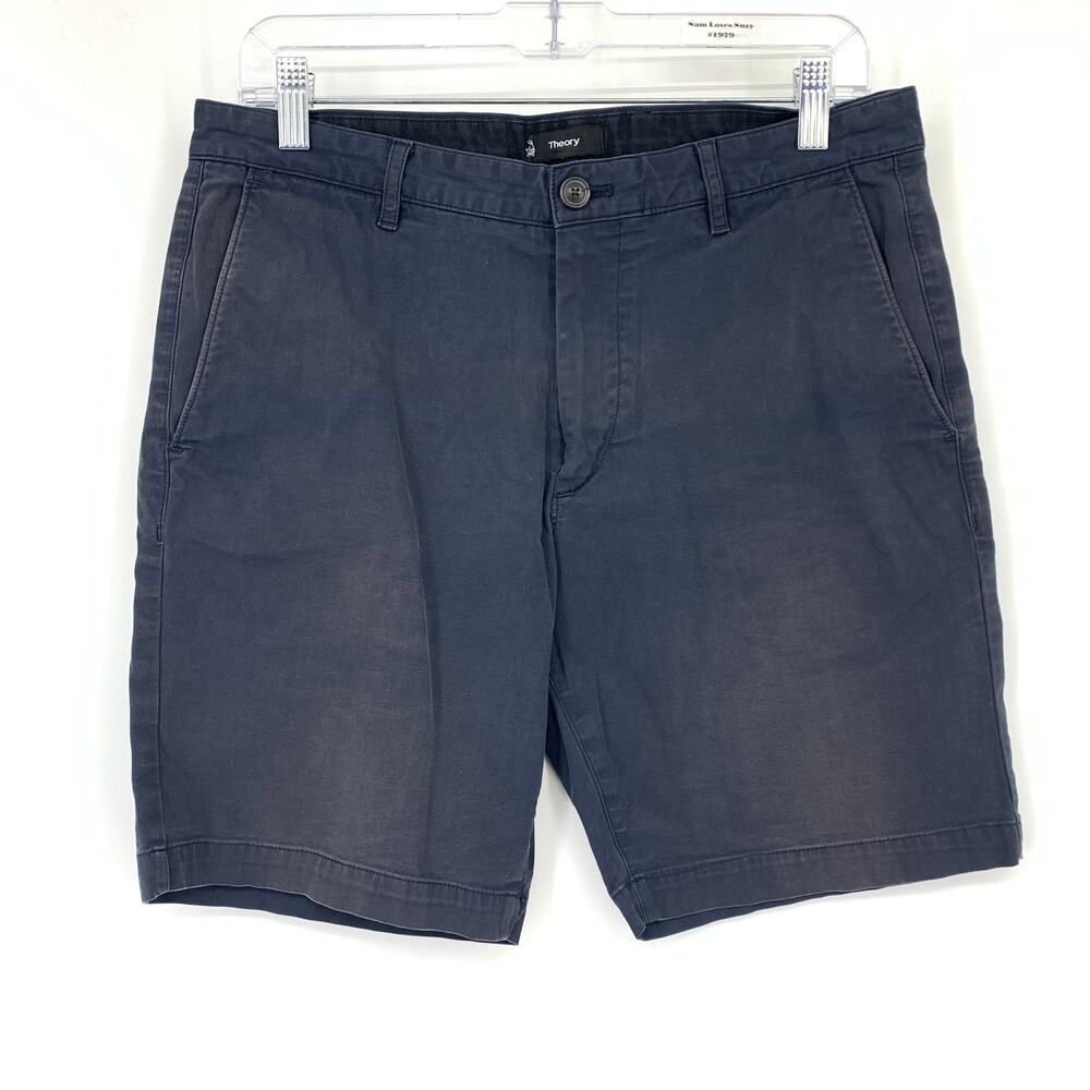 Theory Cotton Casual Chino Shorts Mens Size 32 Navy Blue *FLAW